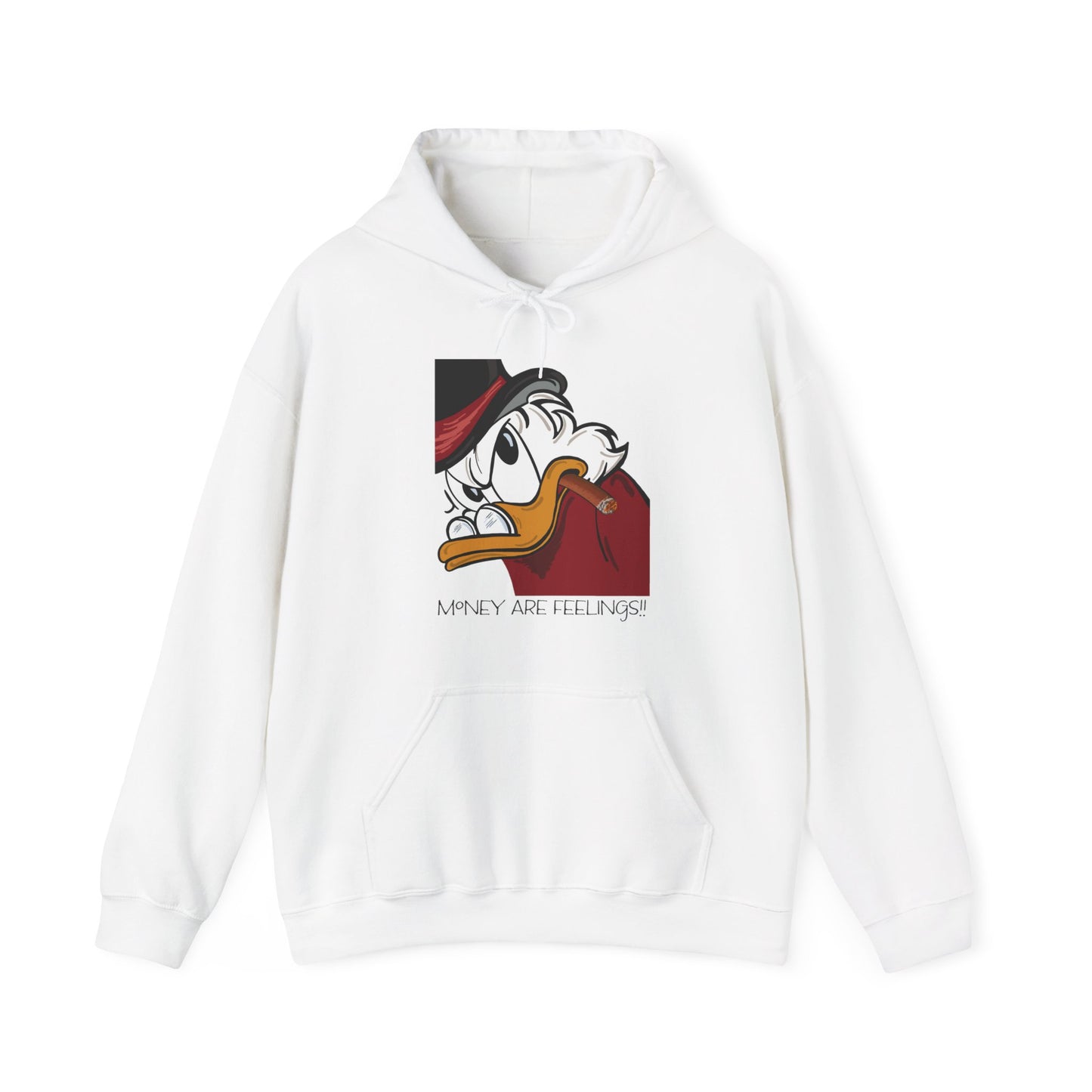 Scrooge Mc Duck, Unisex Heavy Blend™ Hooded Sweatshirt, Money are Feelings Slogan