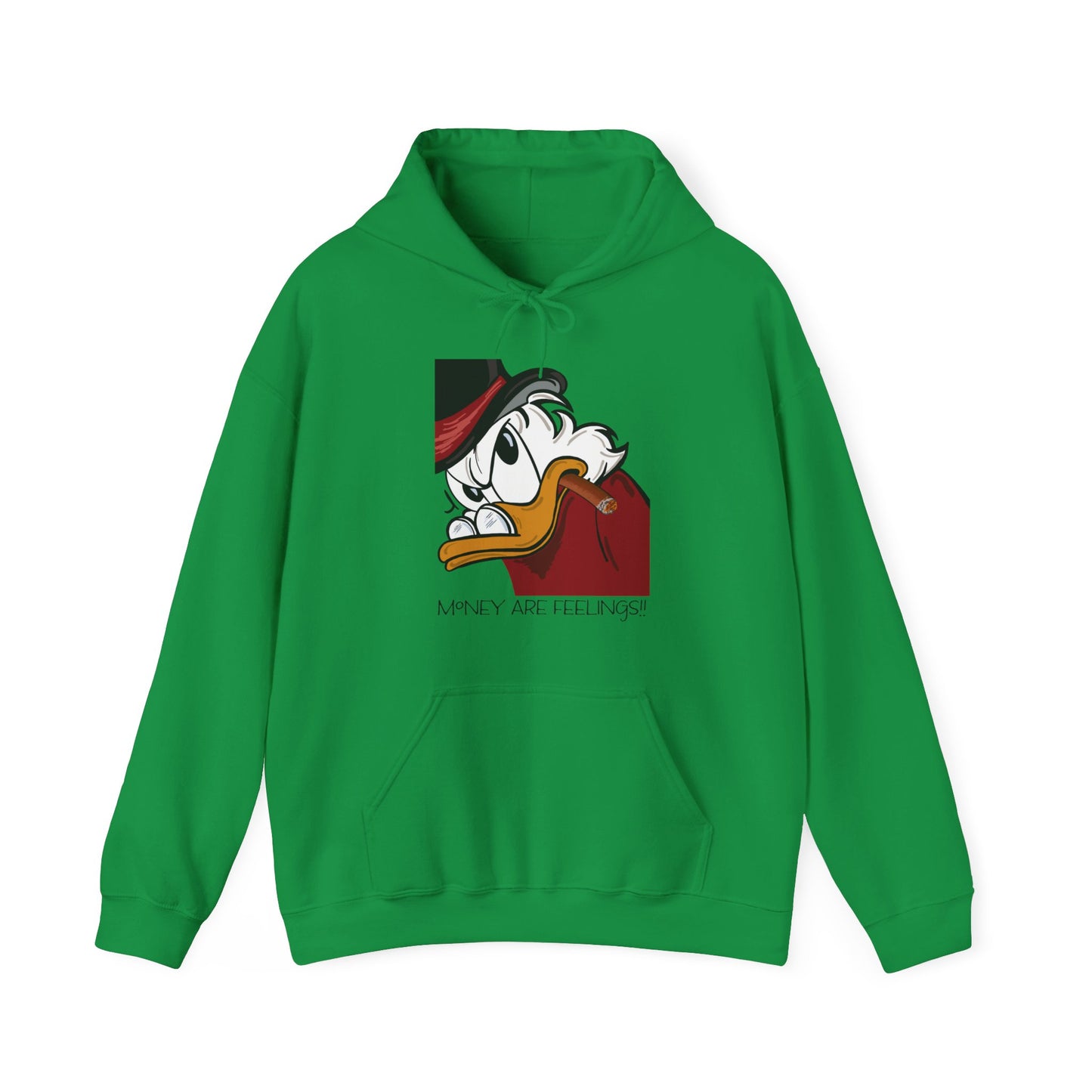 Scrooge Mc Duck, Unisex Heavy Blend™ Hooded Sweatshirt, Money are Feelings Slogan