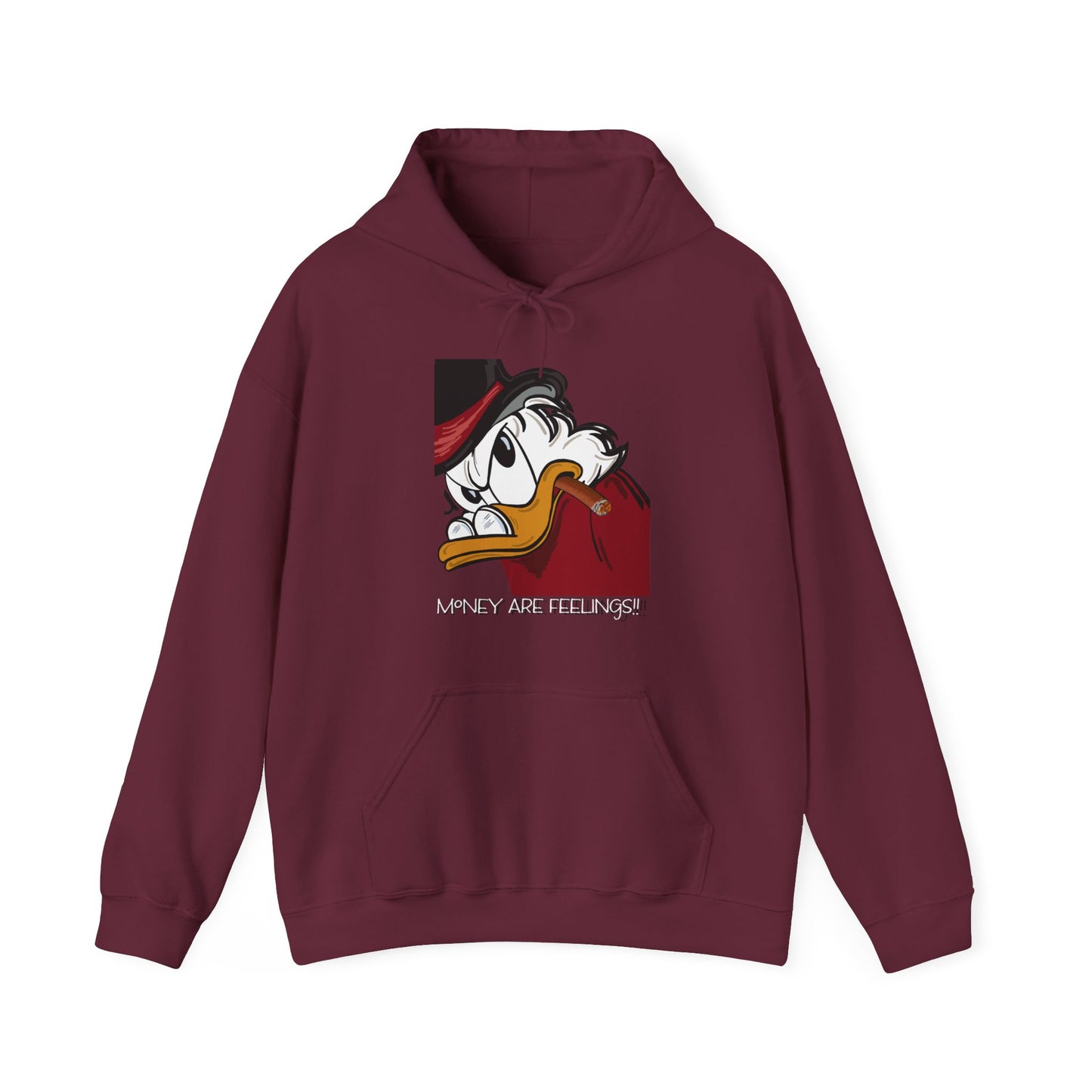 Scrooge Mc Duck, Unisex Heavy Blend™ Hooded Sweatshirt, Money are Feelings Slogan