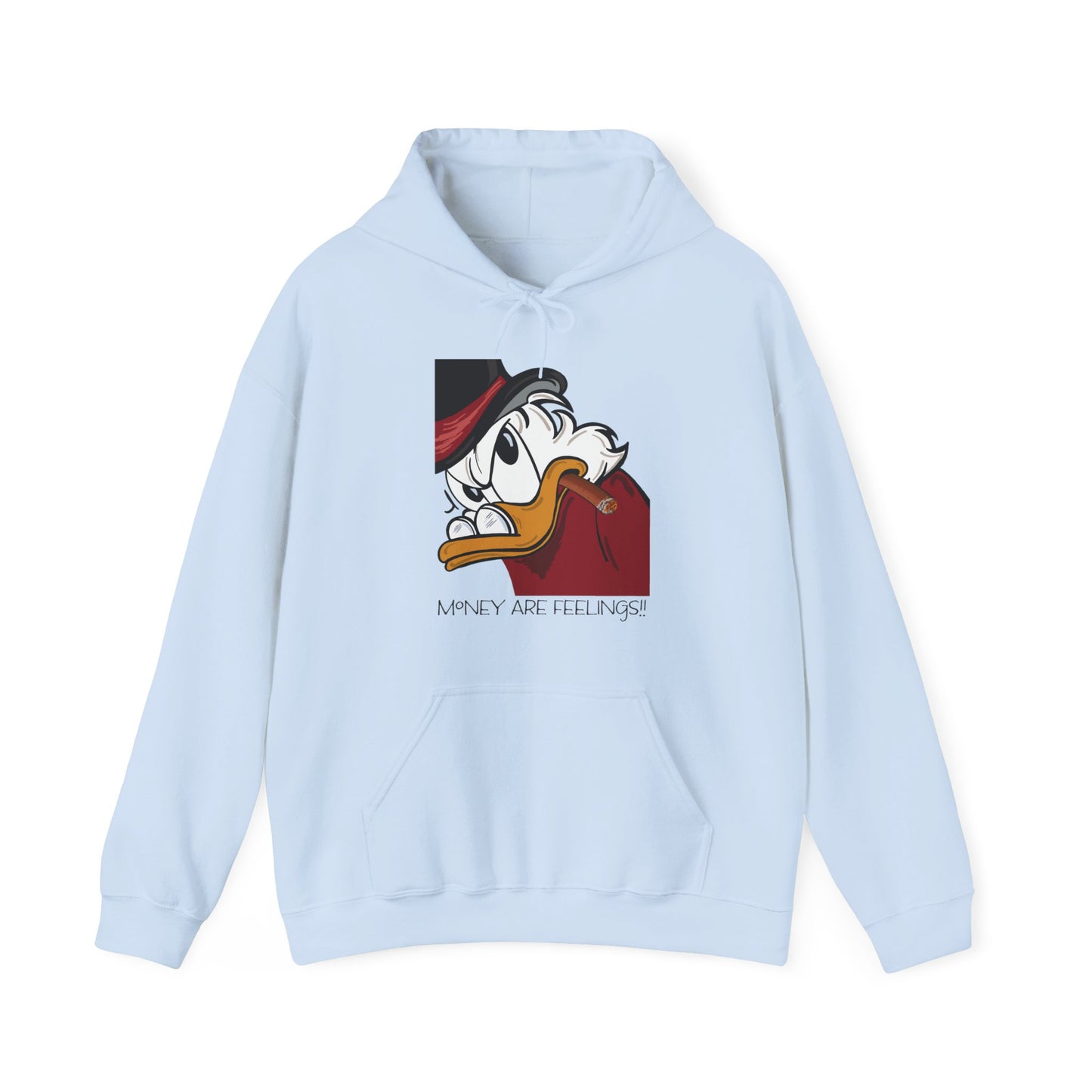 Scrooge Mc Duck, Unisex Heavy Blend™ Hooded Sweatshirt, Money are Feelings Slogan