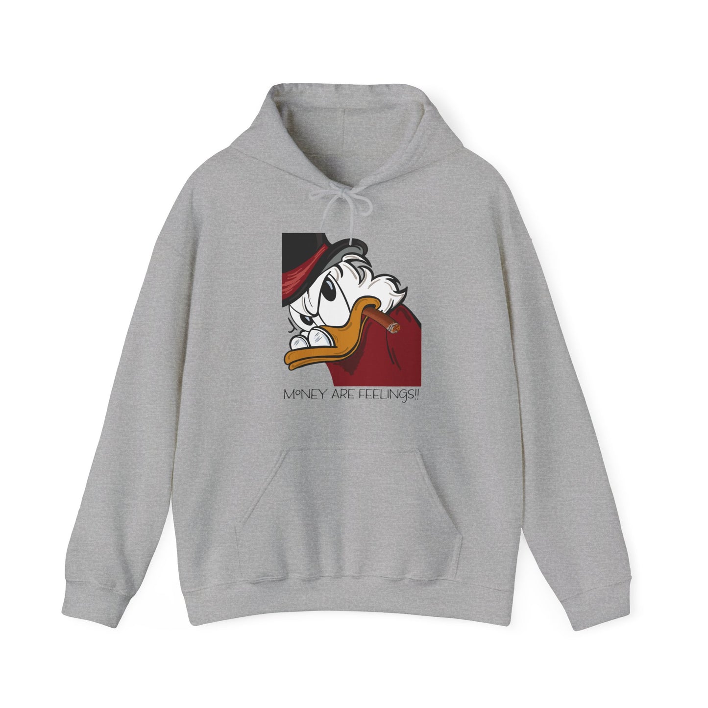 Scrooge Mc Duck, Unisex Heavy Blend™ Hooded Sweatshirt, Money are Feelings Slogan