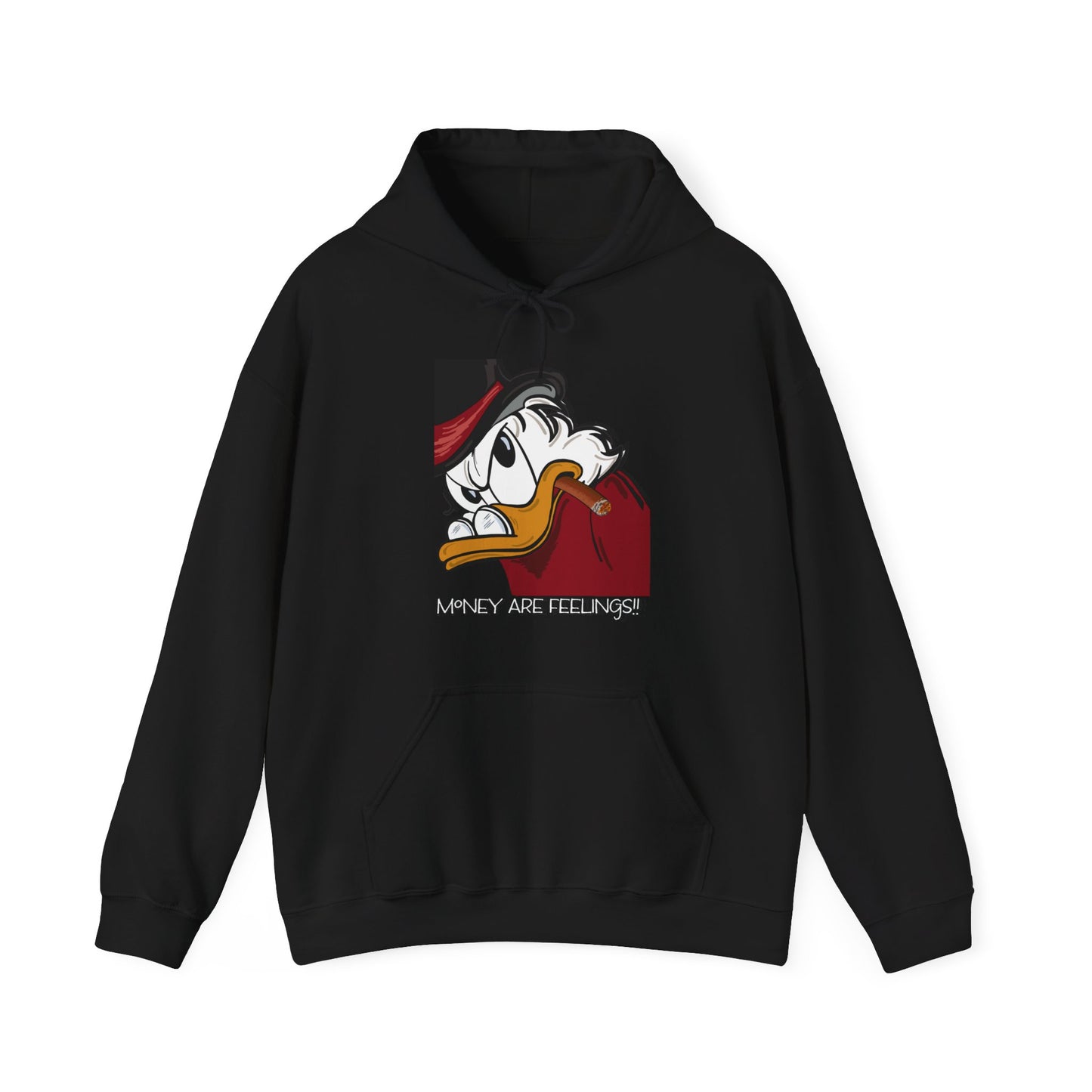 Scrooge Mc Duck, Unisex Heavy Blend™ Hooded Sweatshirt, Money are Feelings Slogan