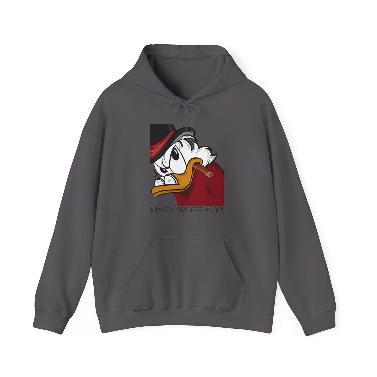 Scrooge Mc Duck, Unisex Heavy Blend™ Hooded Sweatshirt, Money are Feelings Slogan