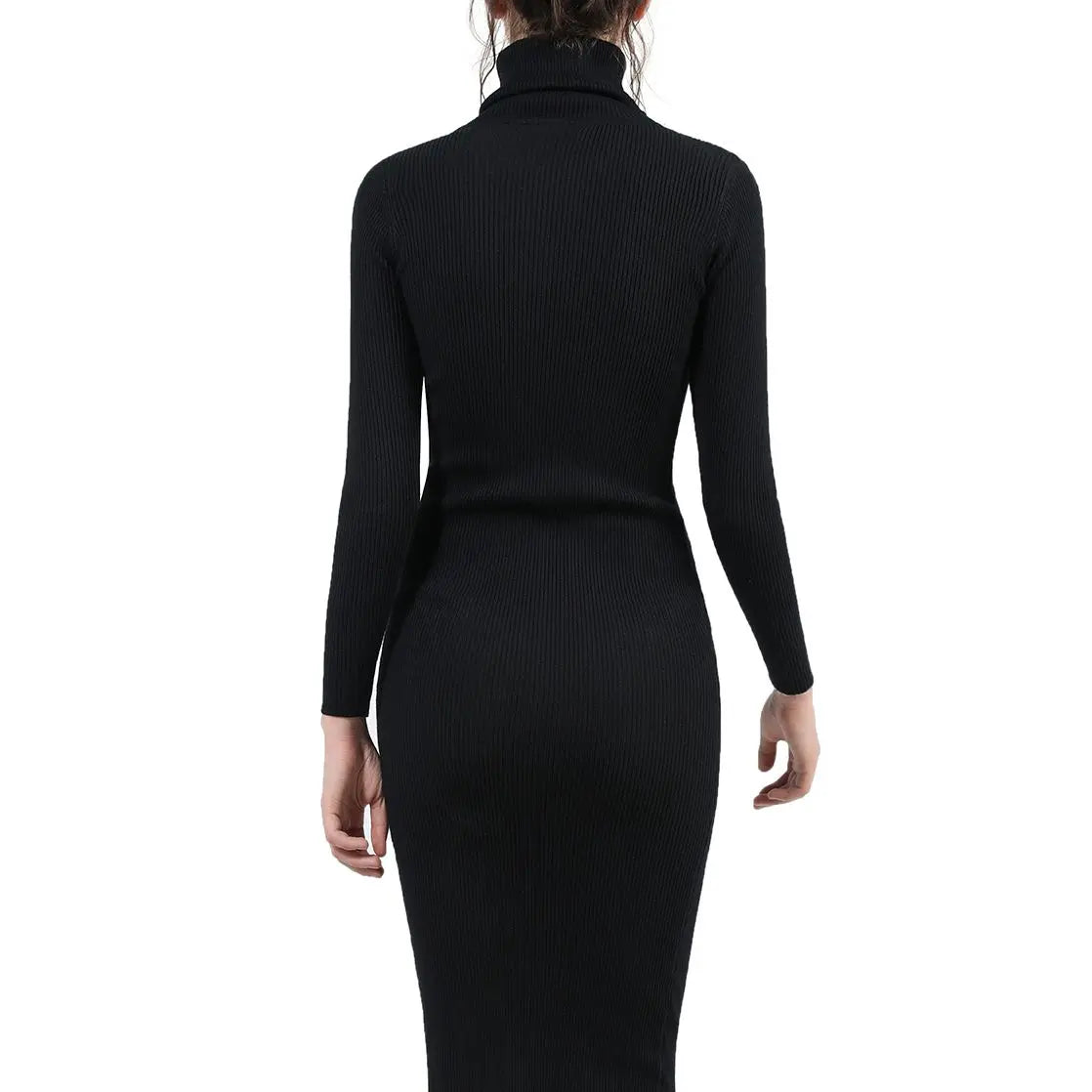 Chic Comfort: Autumn/Winter Knitted Sweater Dress with Slim Turtleneck and Sexy Bodycon Fit